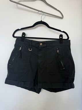 White House Black Market Black Utility Zip-Pocket Bermudas